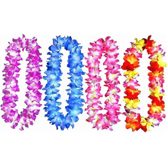 Hawaiian Hula Leis Dance Garland Artificial Flowers Neck Loop Luau Party Costume - Picture 1 of 7